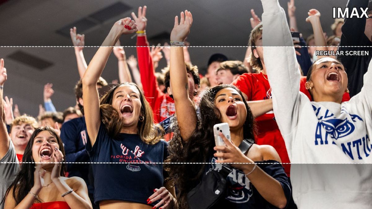 Student section cheering at a game
