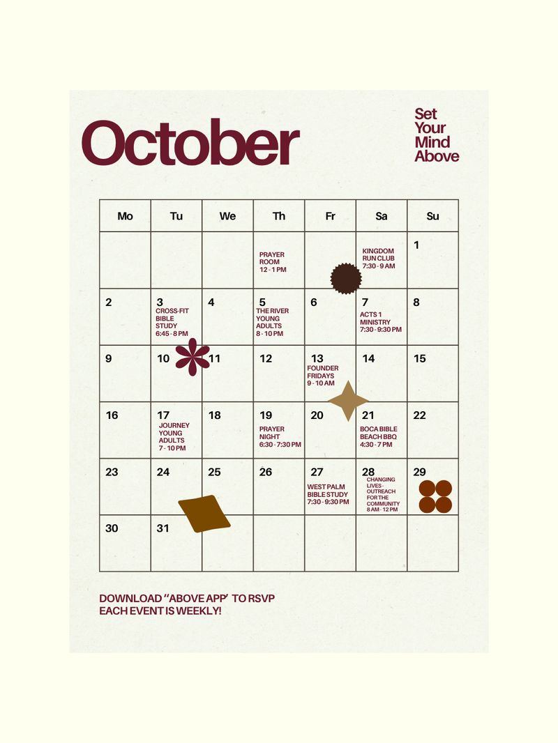 October events calendar post for Above
