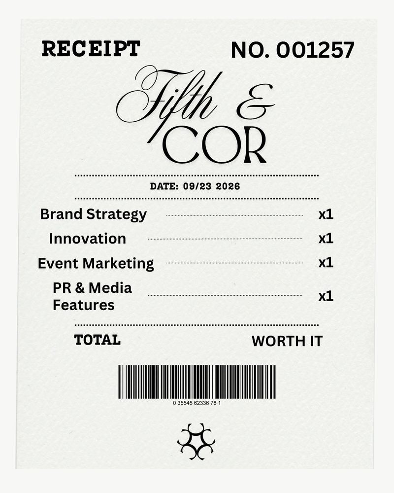 Fifth & Cor receipt-style services graphic